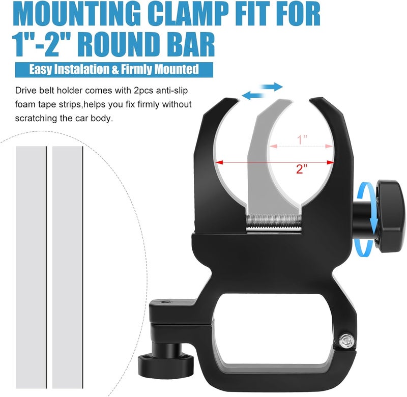 Drieaco Store 2PCS UTV Drive Belt Holder Fit 1-2" Roll Bar, Universal Spare Belt Mount Adjustable Metal Drive Belt Bracket for Can Am Maverick x3 Defender Polaris RZR Ranger KRX Teryx Mule Talon Pioneer SXS - Image 3